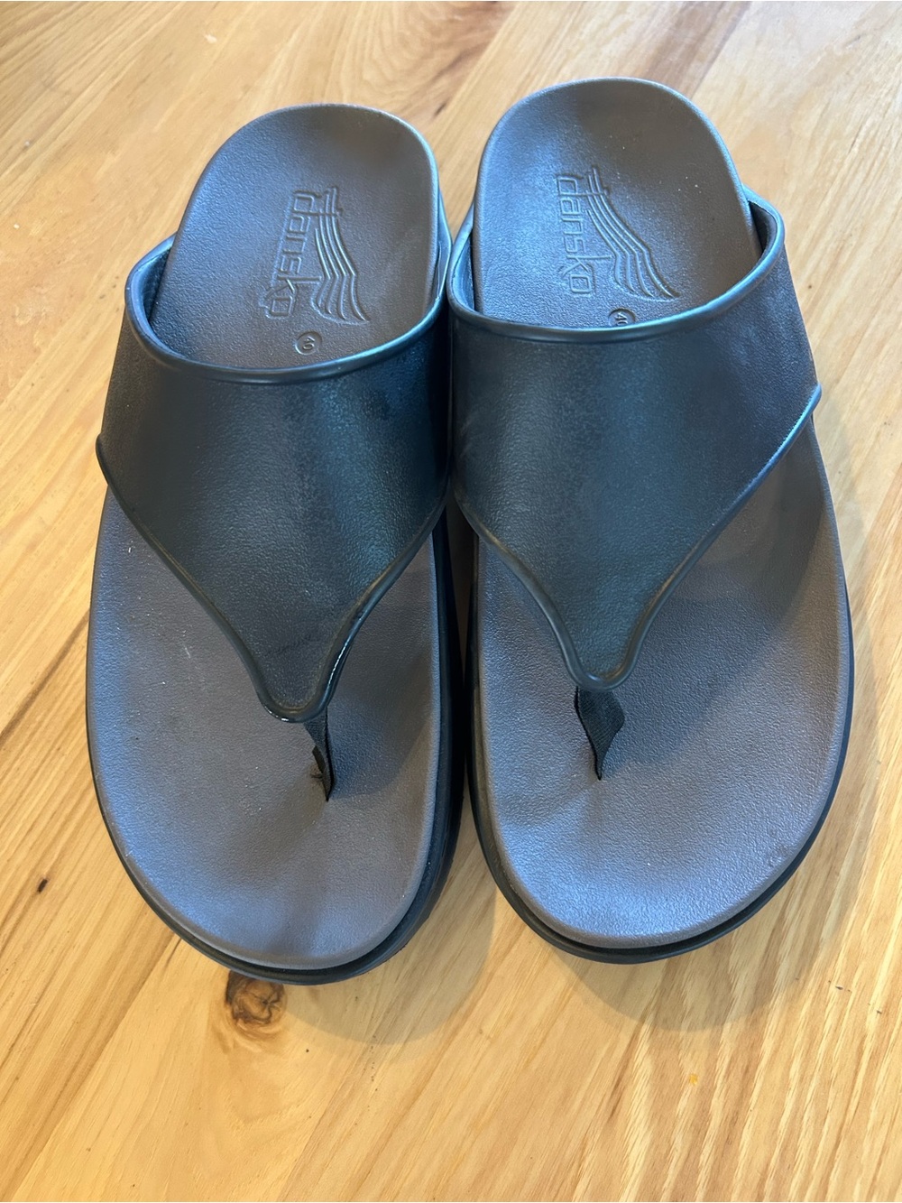Dansko Black Slip-On Thong Sandals